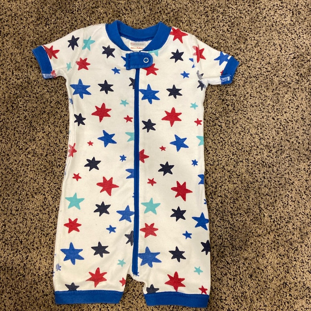 Hanna Andersson Romper 4th July Stripes, Red, white & blue stars, excellent!